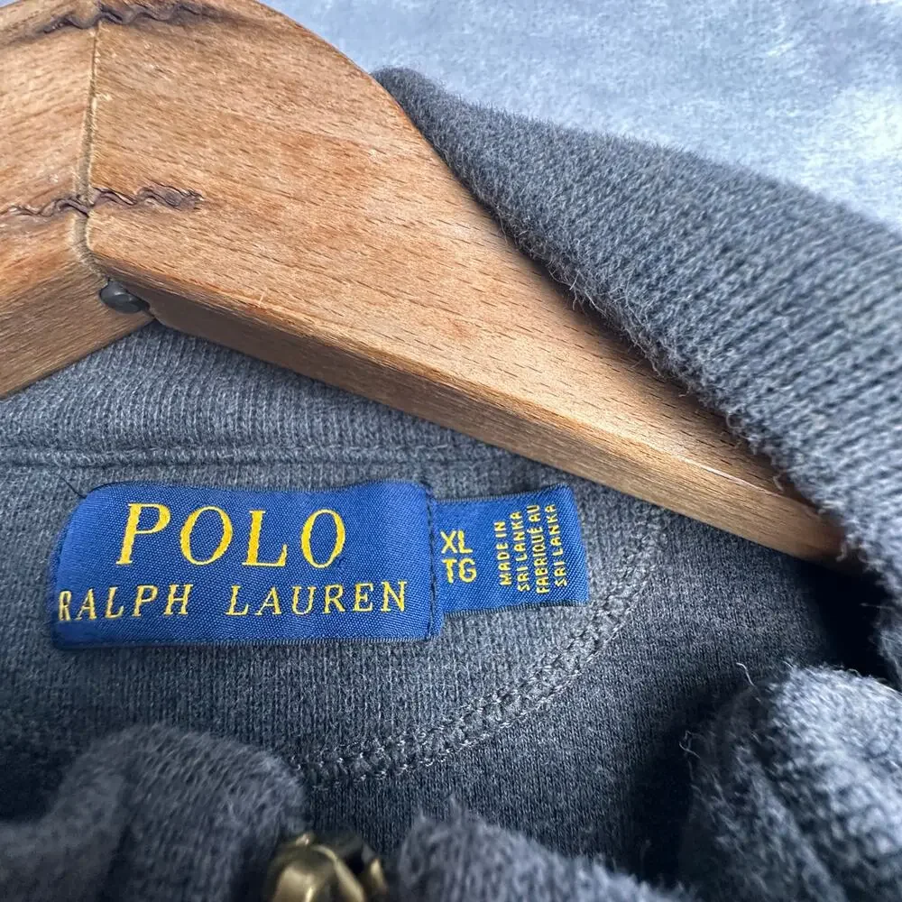 Polo Ralph Lauren Men’s Gray Full Zip Heavy‎ Cotton Vest Zip Pockets Size XL